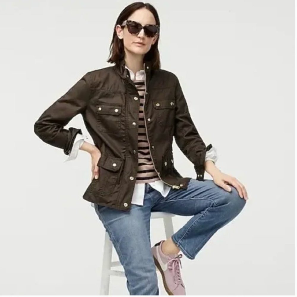 J. Crew Cotton Relaxed Boyfriend Field Jacket Olive Green Size XS